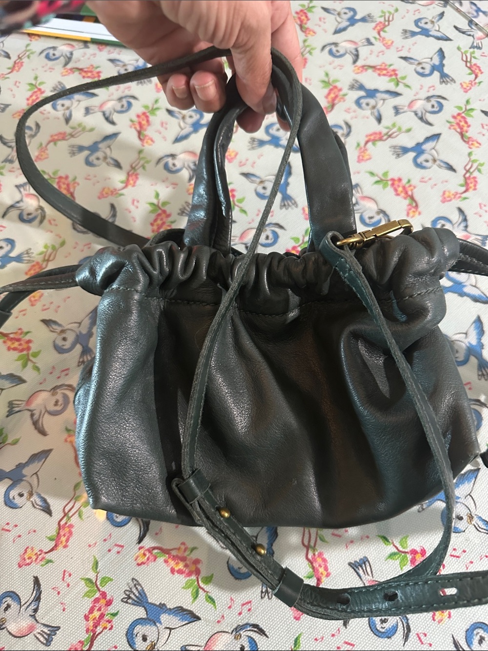 Madewell Dark Green Leather Drawstring Women's mini Bag